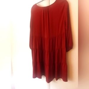 Burnt orange slip on swing dress.